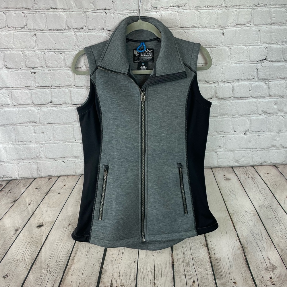 Kuhl Projekt Size Small Kestrel Zip Up Gray & Black Vest Logo Pockets EUC